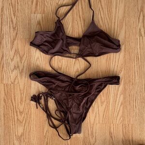 STORM REID X PAC SUN Brown Triangle Bikini Set